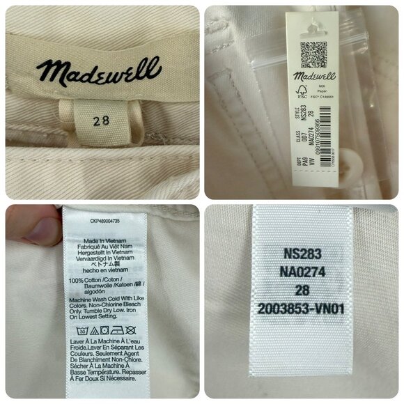 NWT Madewell Belted Slouchy Straight Cargo Pants in Vintage Ivory | Size 28 - Picture 9 of 9